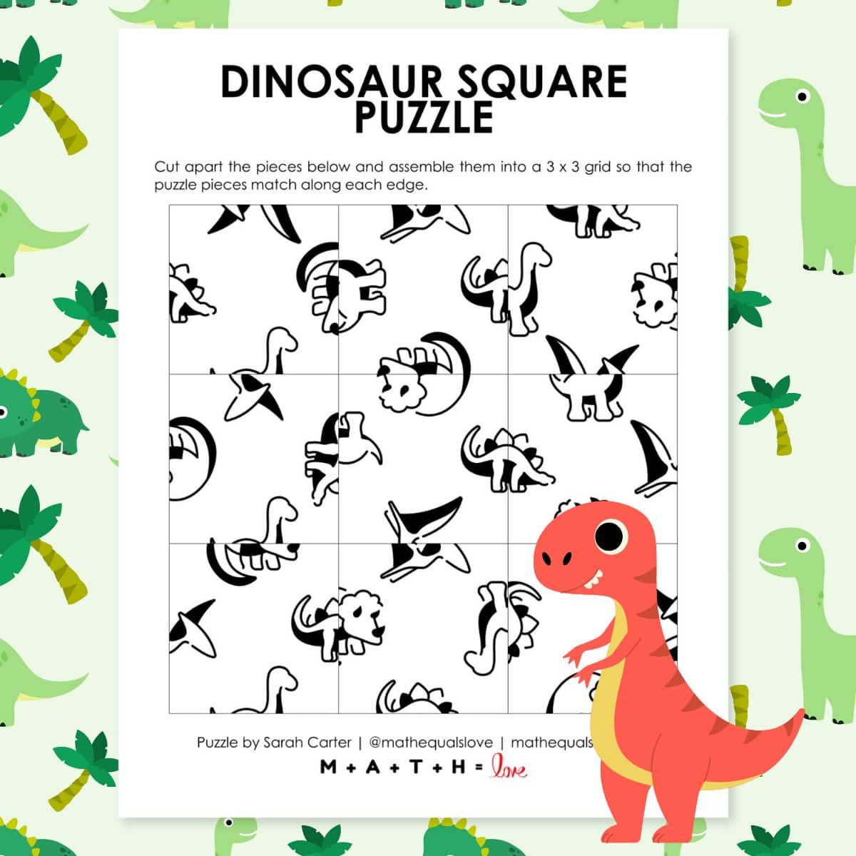 dinosaur square edge matching puzzle.