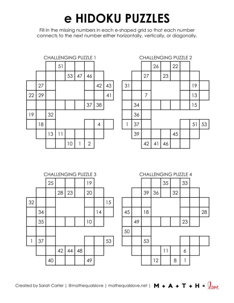 e hidoku logic puzzle level challenging.