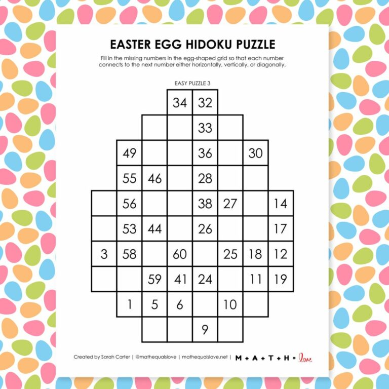 easter egg hidoku logic puzzles.