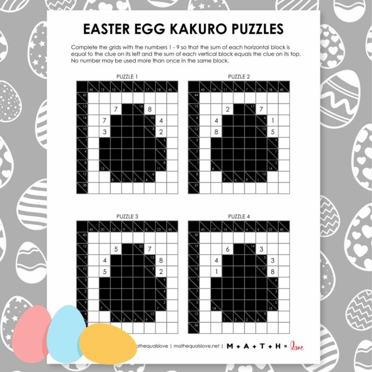 easter egg kakuro logic puzzles.