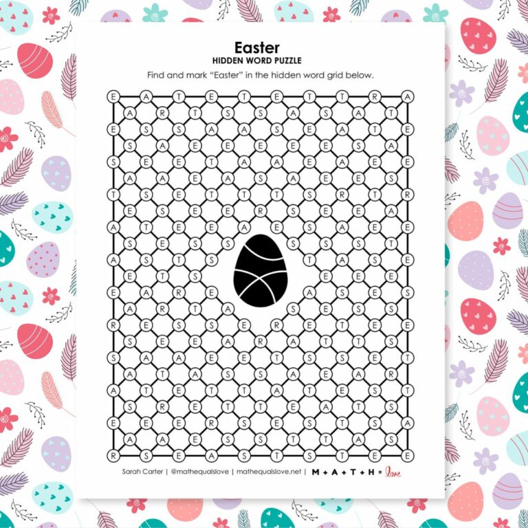 easter hidden word puzzle printable.