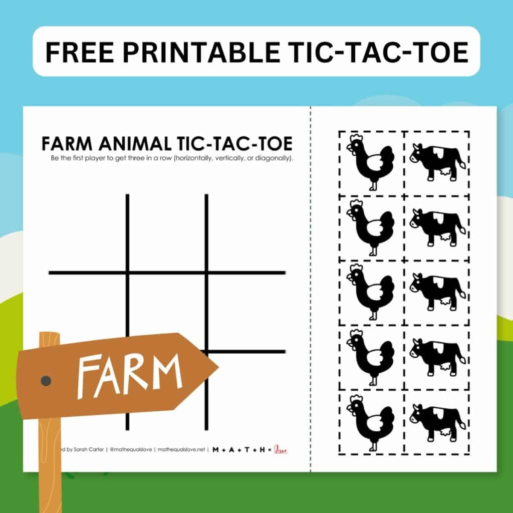 farm animal tic tac toe game