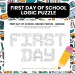 first day of school hidoku logic puzzle printable.