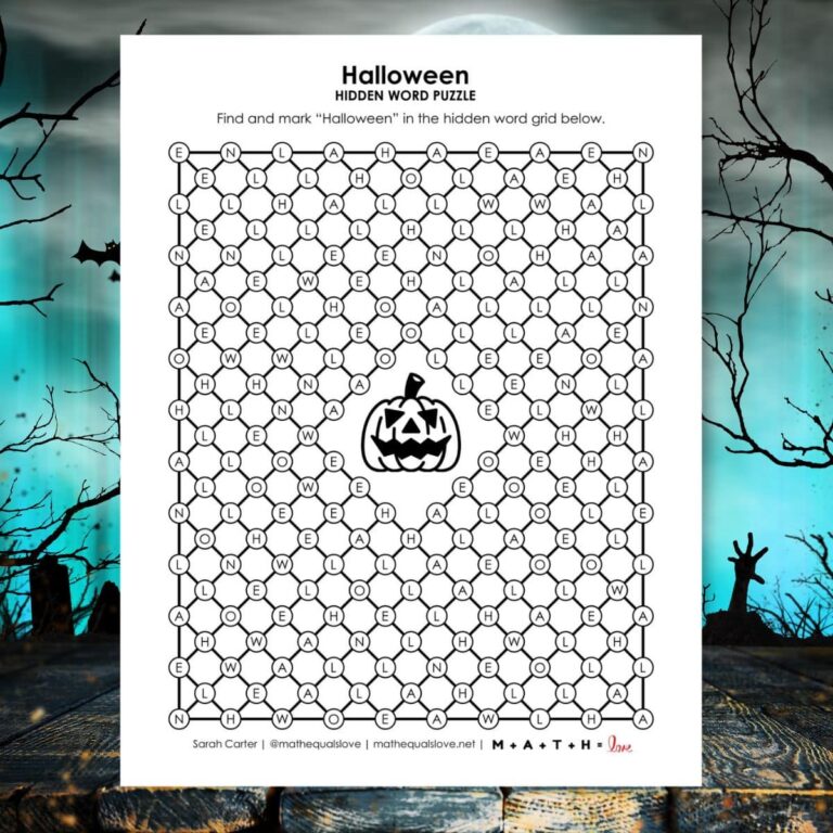 halloween hidden word puzzle printable.