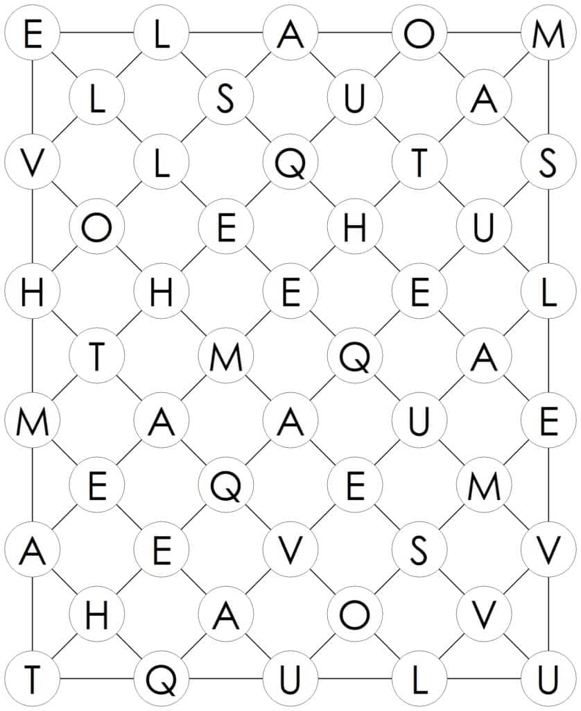 sample hidden word puzzle. 