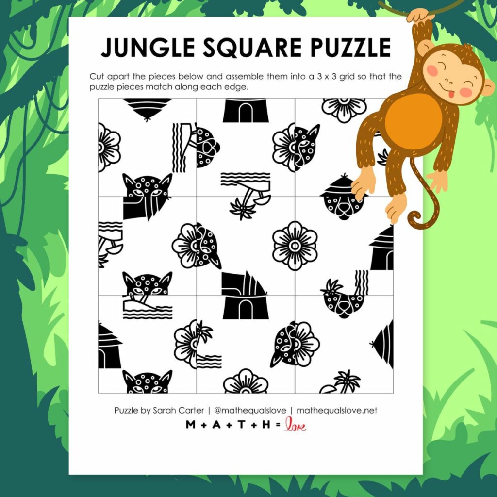 jungle square edge matching puzzle. 