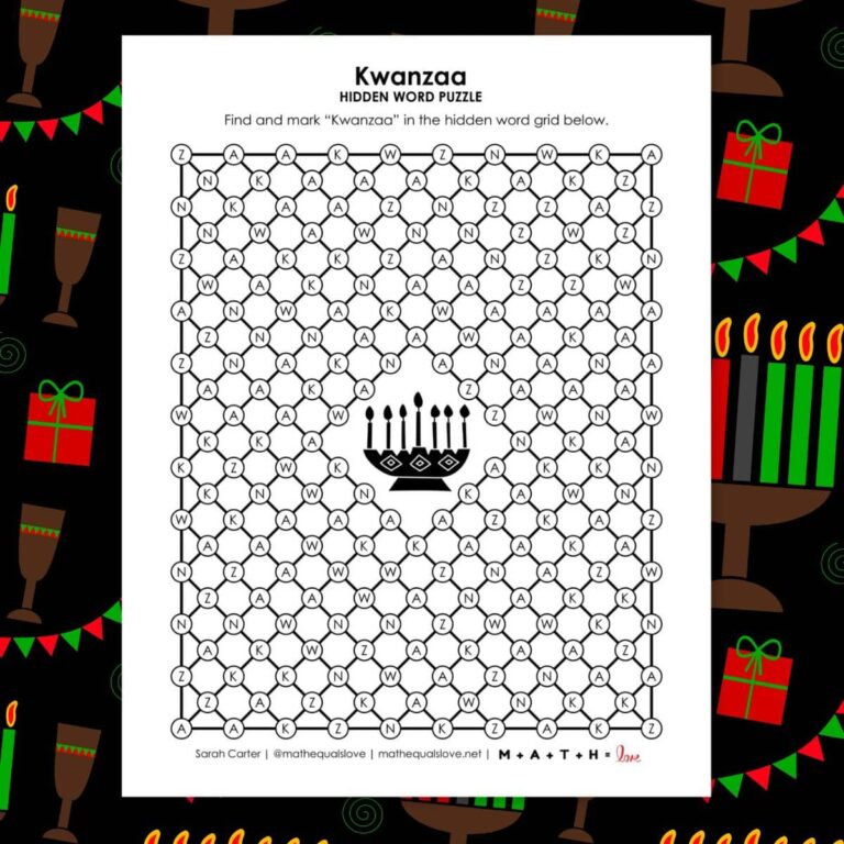 kwanzaa hidden word puzzle.