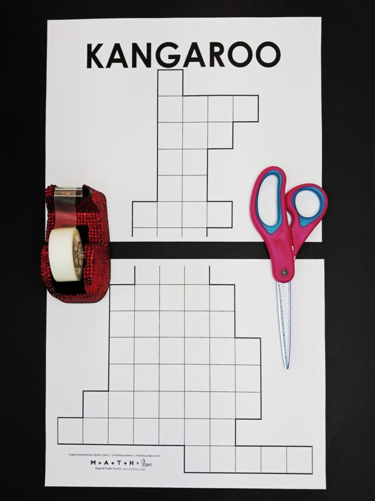 letter sized version of kangaroo pentomino puzzle. 
