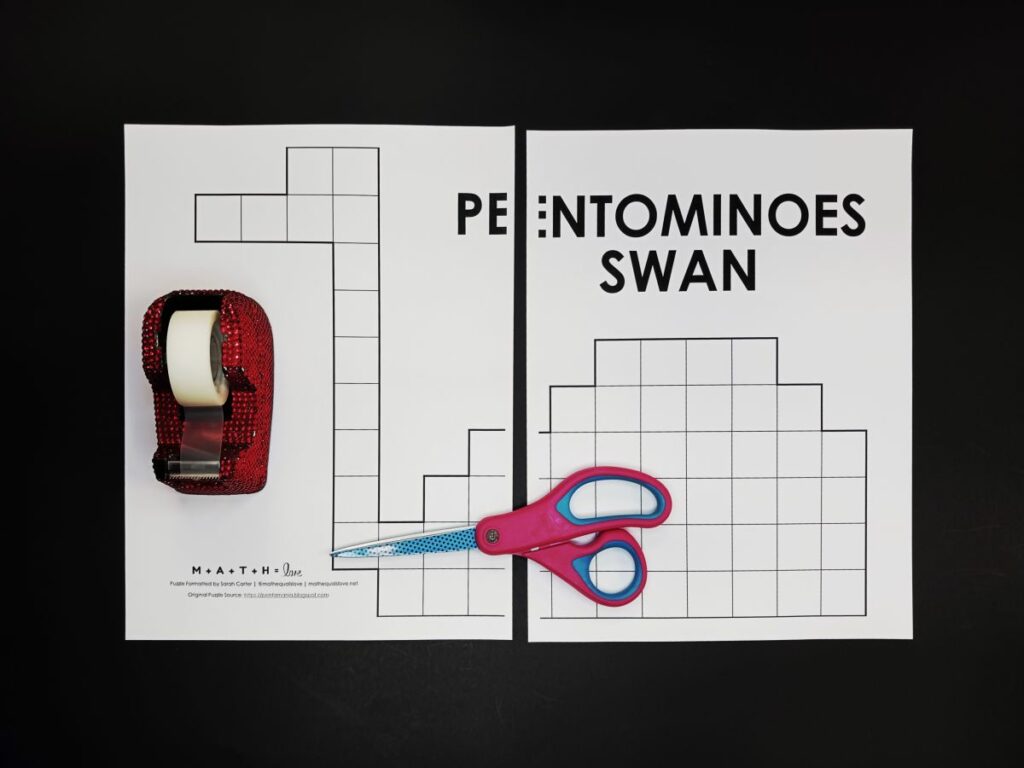 letter sized version of pentomino swan puzzle. 