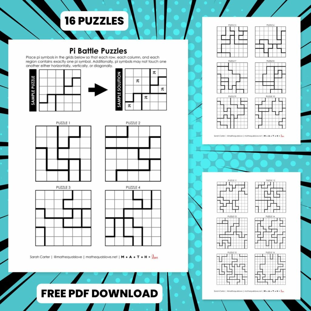 pi battle logic puzzles printable. 