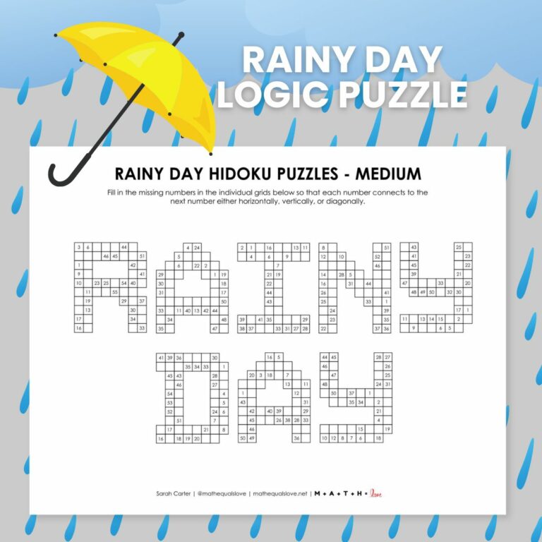rainy day hidoku logic puzzle.