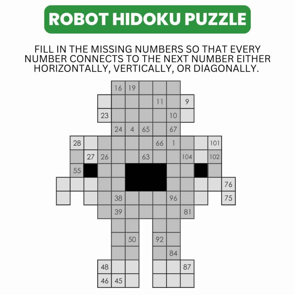 robot hidoku puzzle instructions. 