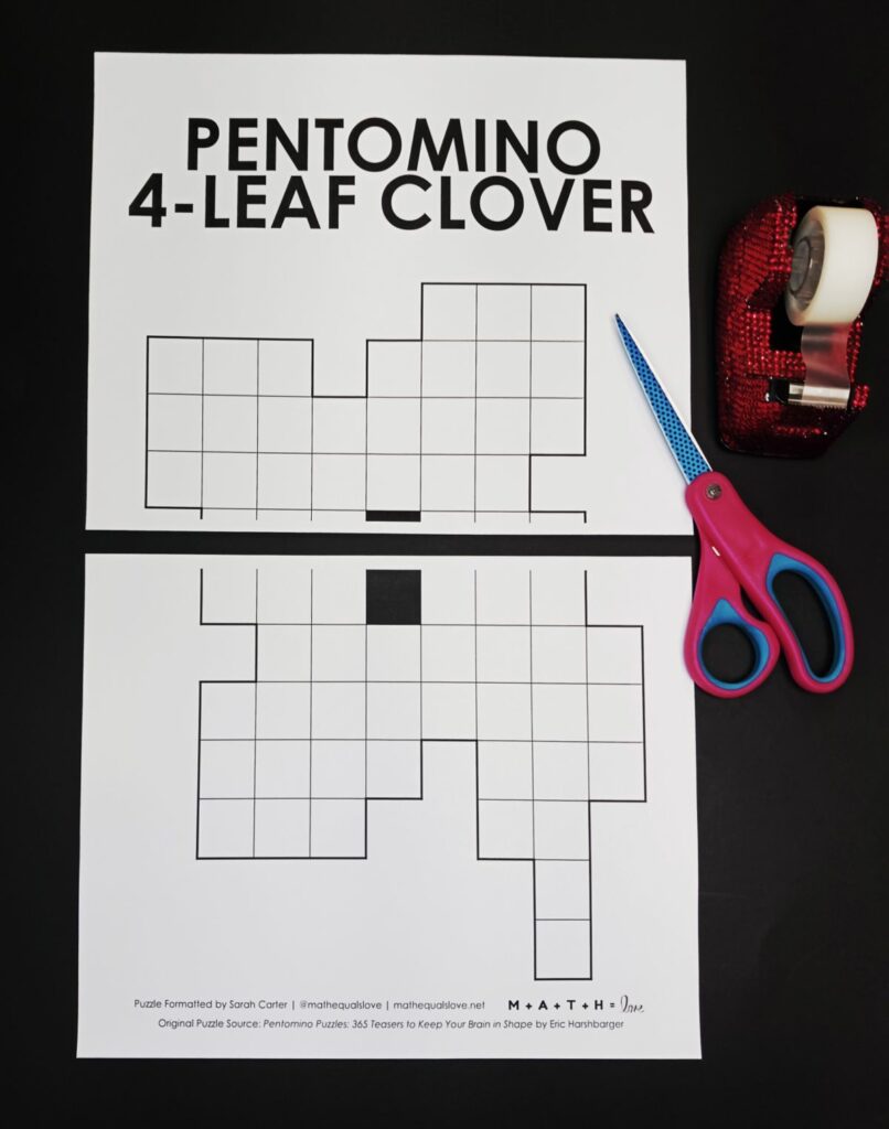 letter sized version of clover pentomino puzzle. 