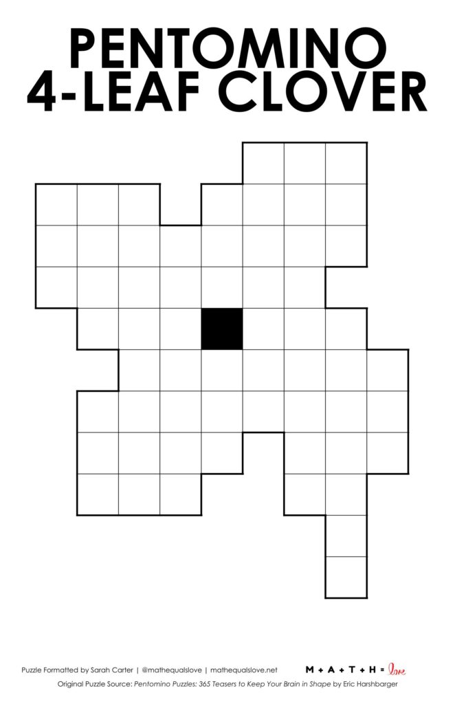 screenshot of four leaf clover pentominoes puzzle. 