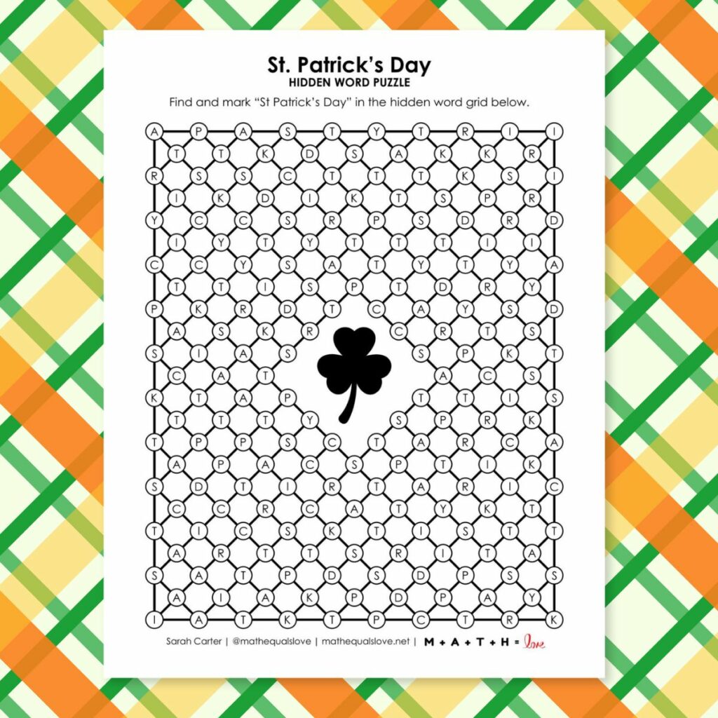 St Patrick's Day Hidden Word Puzzle