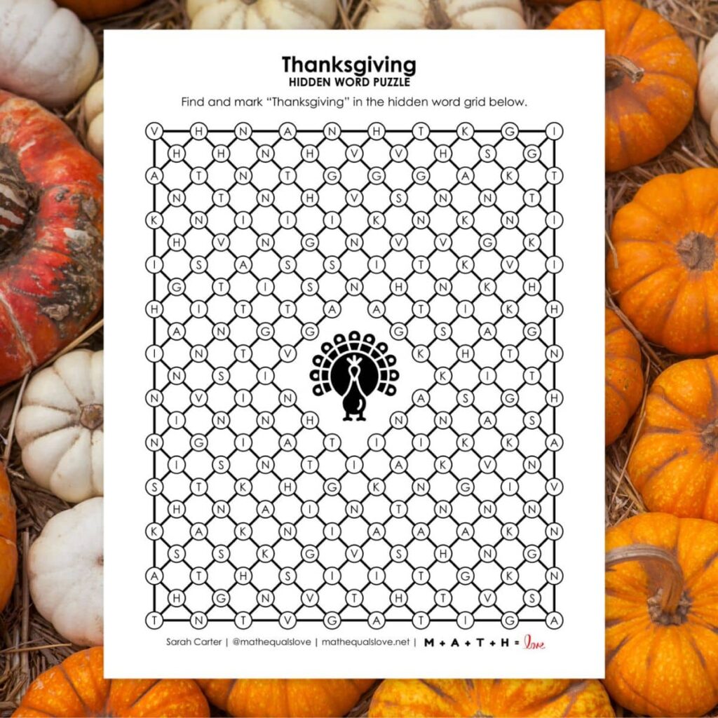 thanksgiving hidden word puzzle printable. 