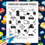 vehicles square edge matching puzzle.