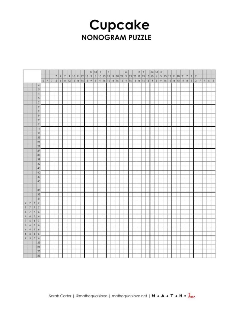 cupcake nonogram puzzle printable.