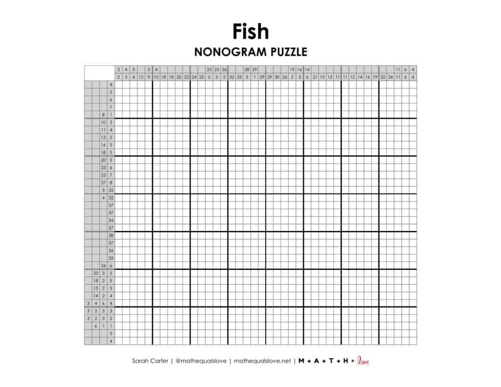 fish nonogram puzzle. 