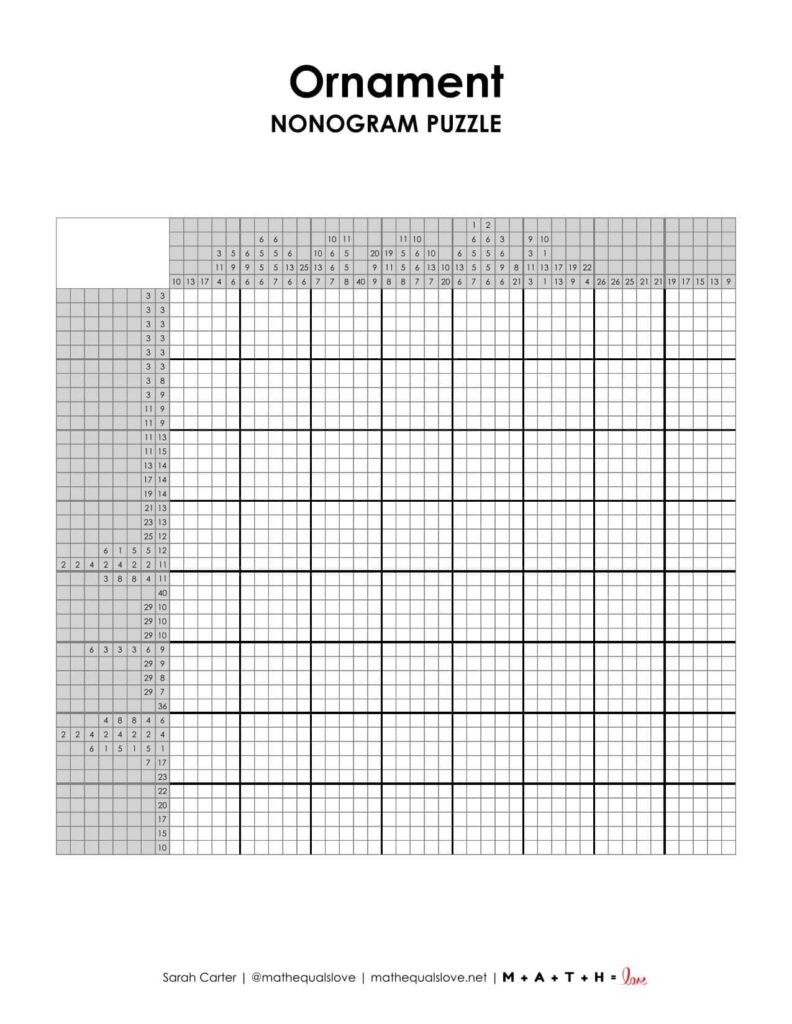 ornament nonogram puzzle for christmas.