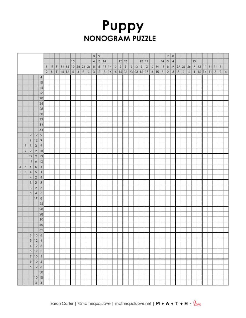 puppy nonogram puzzle printable. 