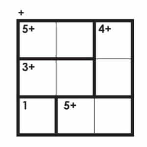 close-up of calcudoku puzzle. 