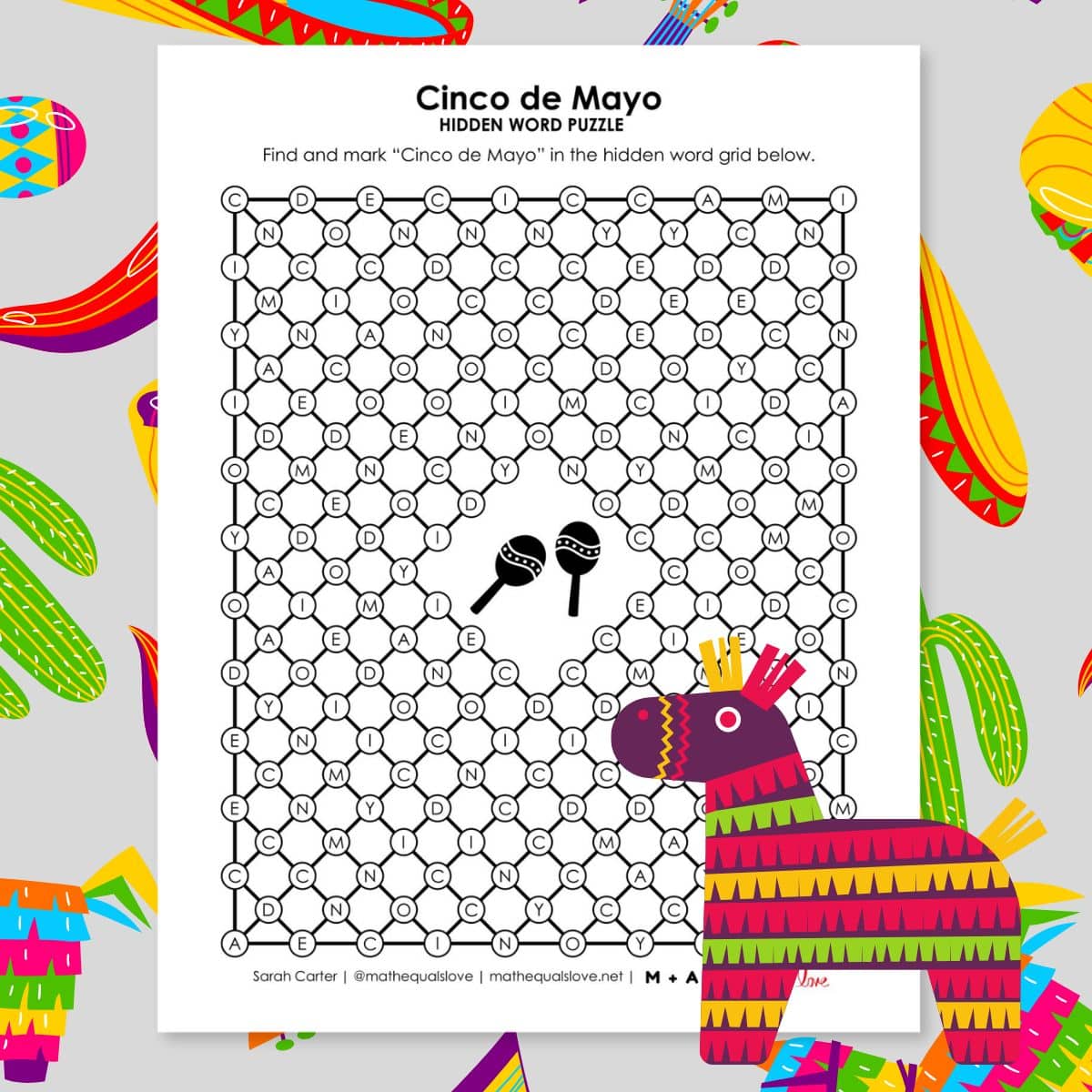 Cinco de Mayo Hidden Word Puzzle.