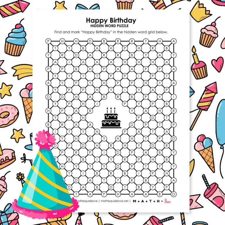happy birthday hidden word puzzle.