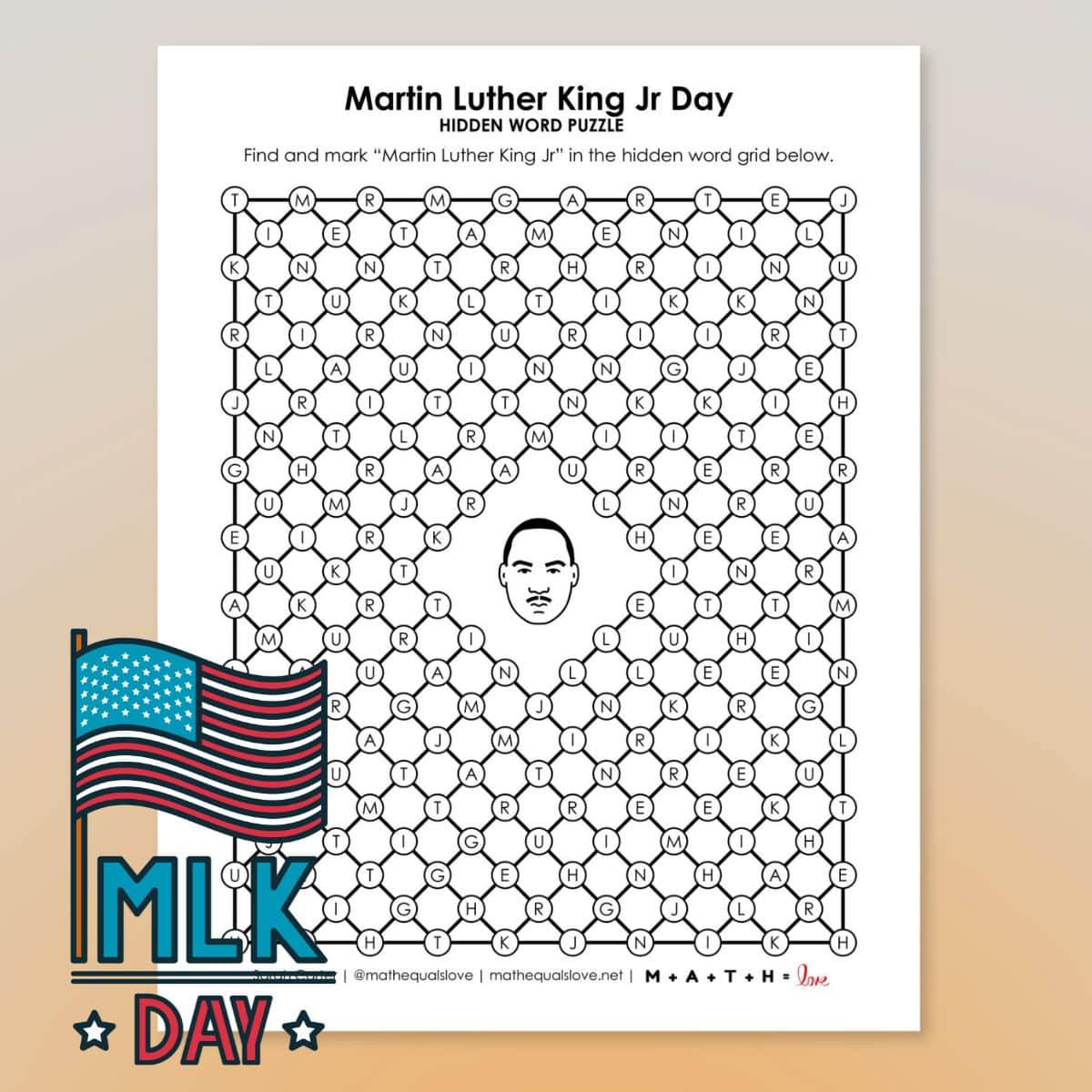 martin luther king jr day hidden word puzzle.
