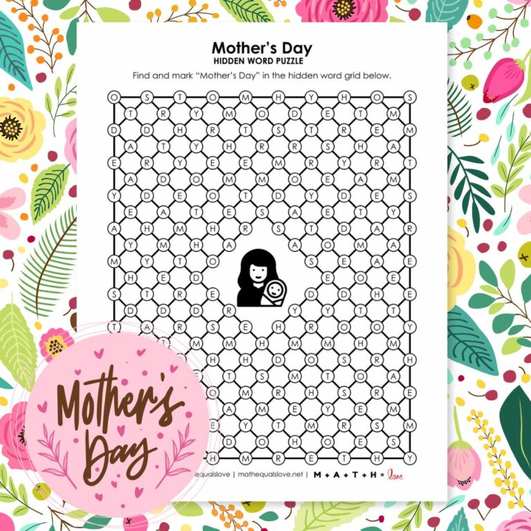 mother's day hidden word puzzle.