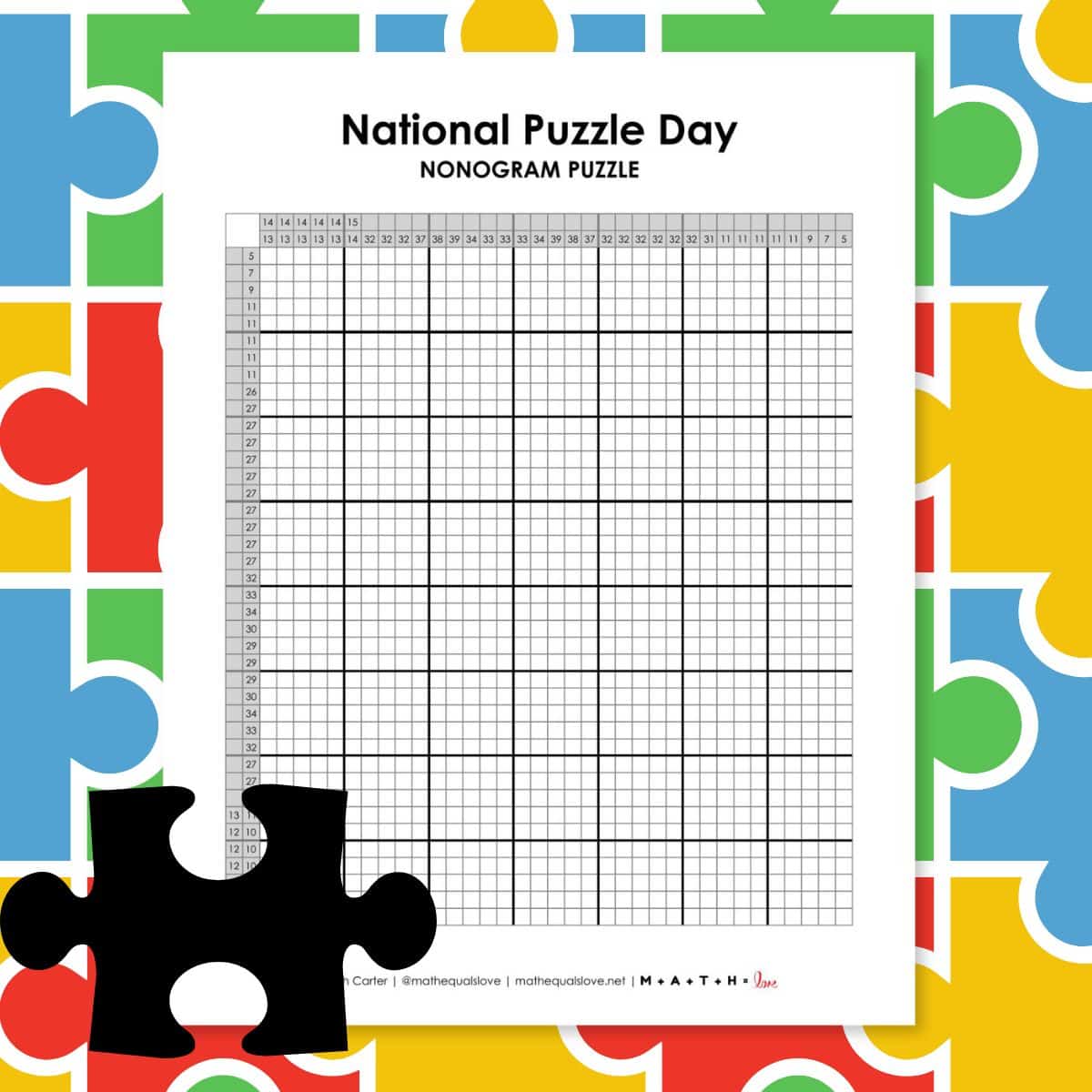 nonogram puzzle for national puzzle day - january 29th.