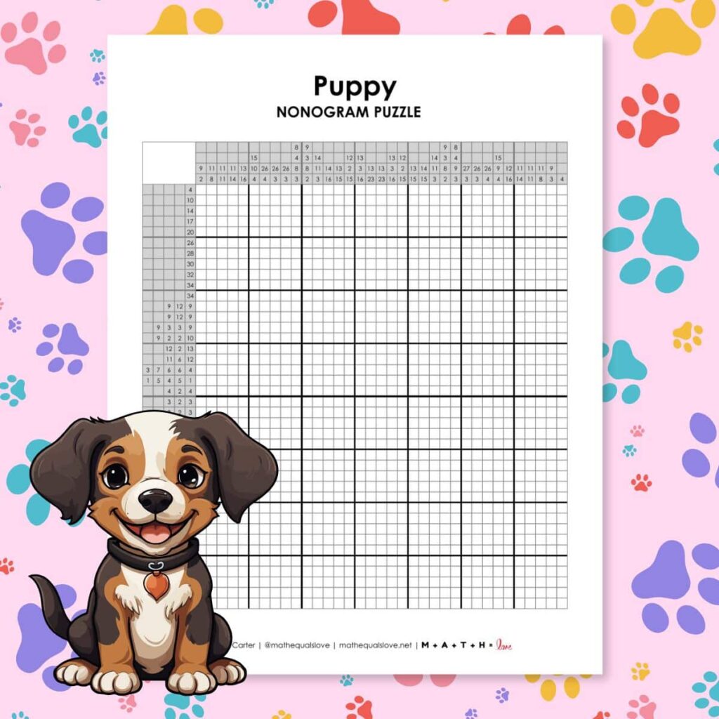 puppy nonogram logic puzzle.