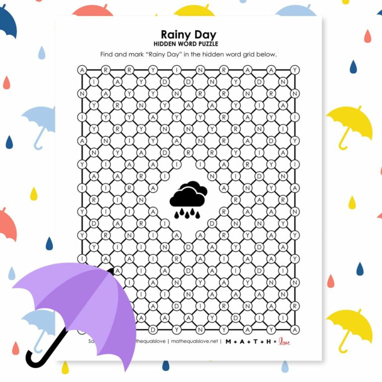 rainy day hidden word puzzle.