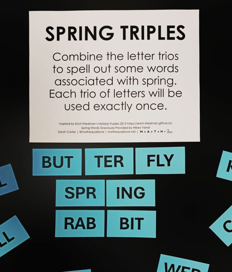 example word combinations in spring triples word puzzle.
