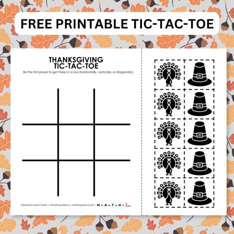 thanksgiving tic tac toe game printable.