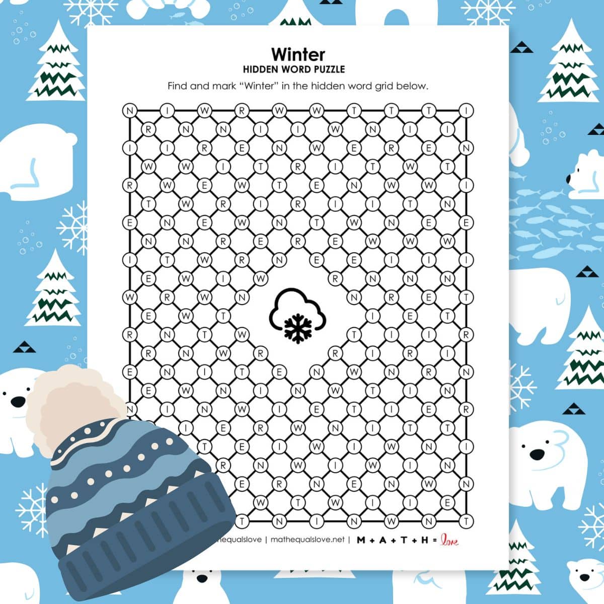 winter hidden word puzzle.