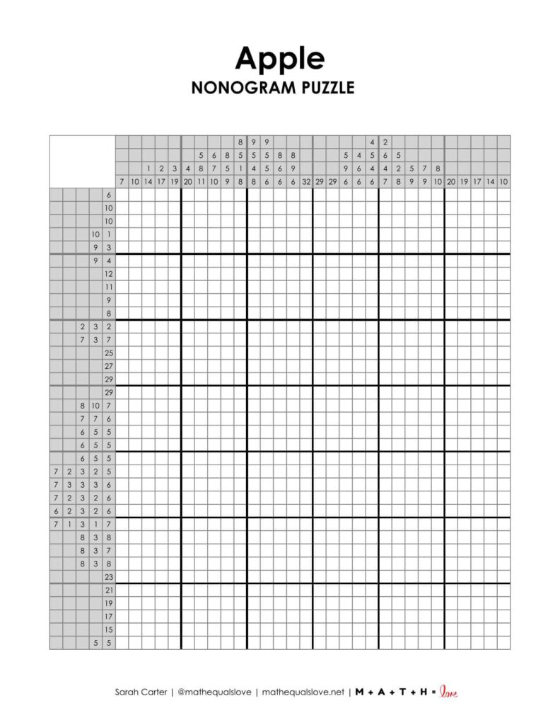 apple nonogram puzzle printable screenshot. 