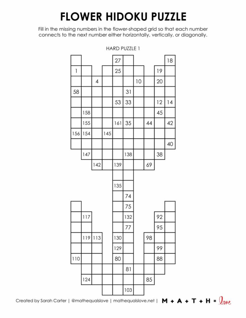 flower hidoku logic puzzle - level hard.
