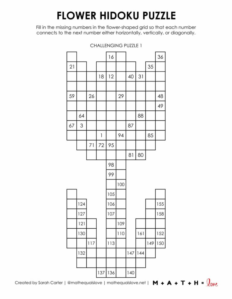 flower hidoku puzzle level challenging.