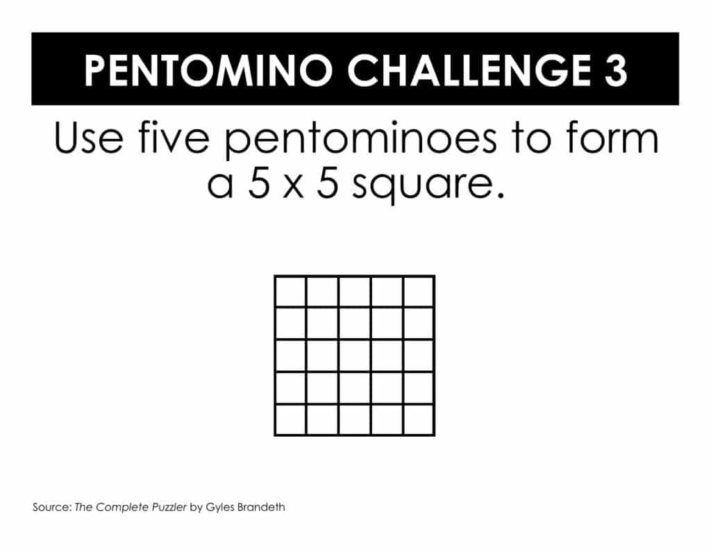 pentomino puzzle 5x5 square. 