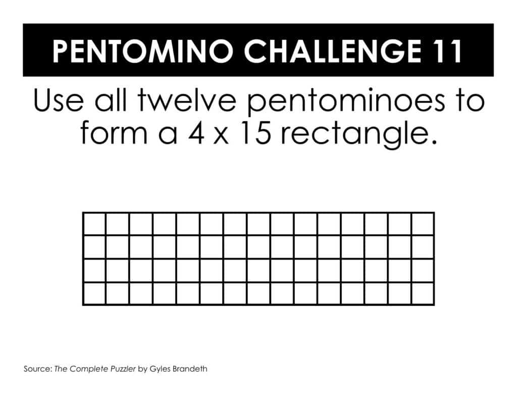 pentomino puzzle 4x15 rectangle. 