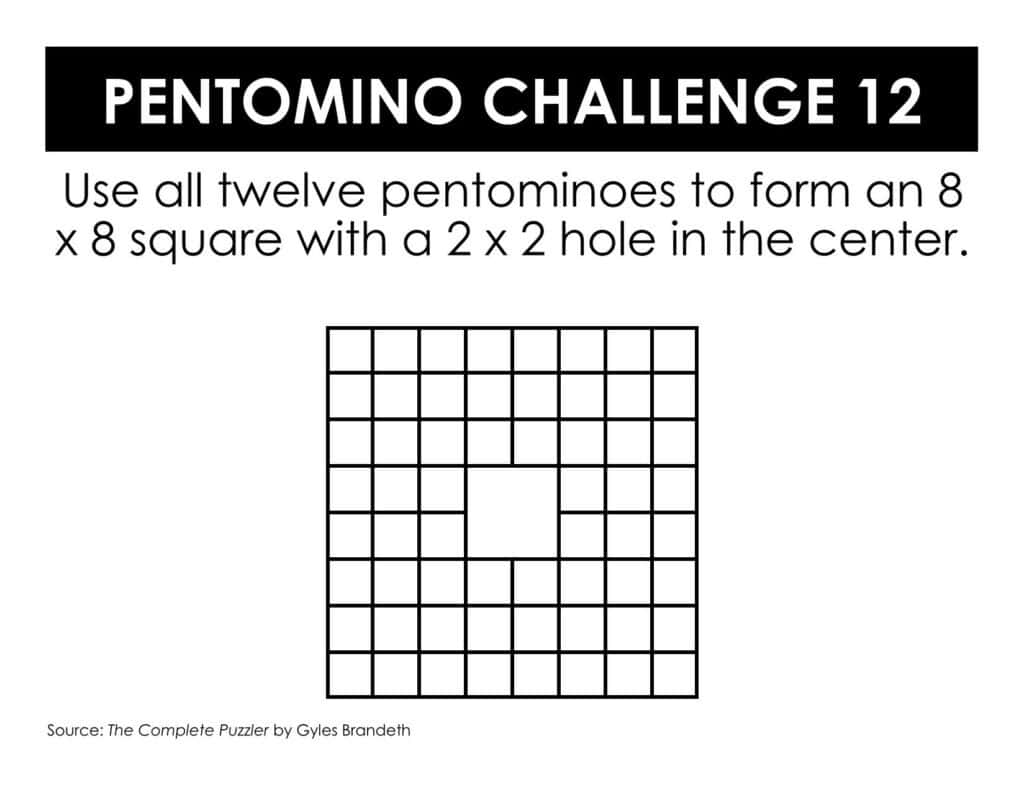 pentomino puzzle 8x8 square with hole

