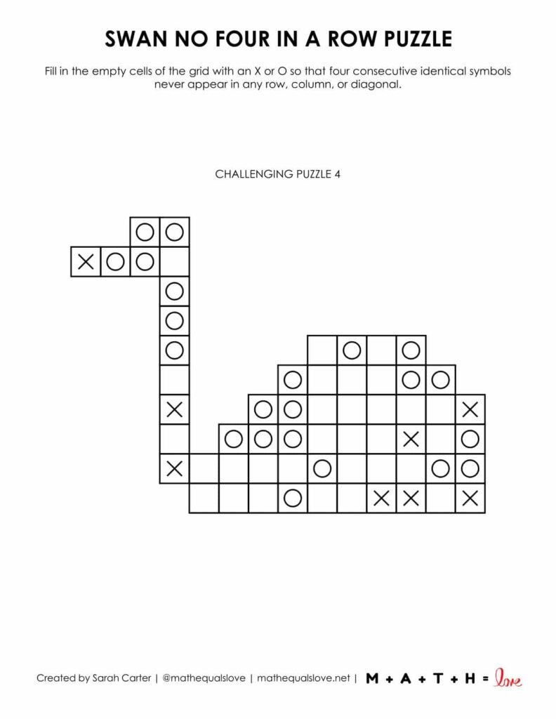 Swan No Four in a Row Puzzles.