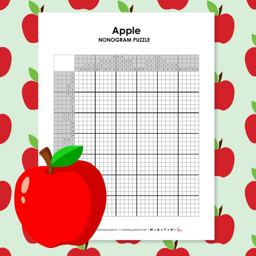 apple nonogram puzzle printable. 