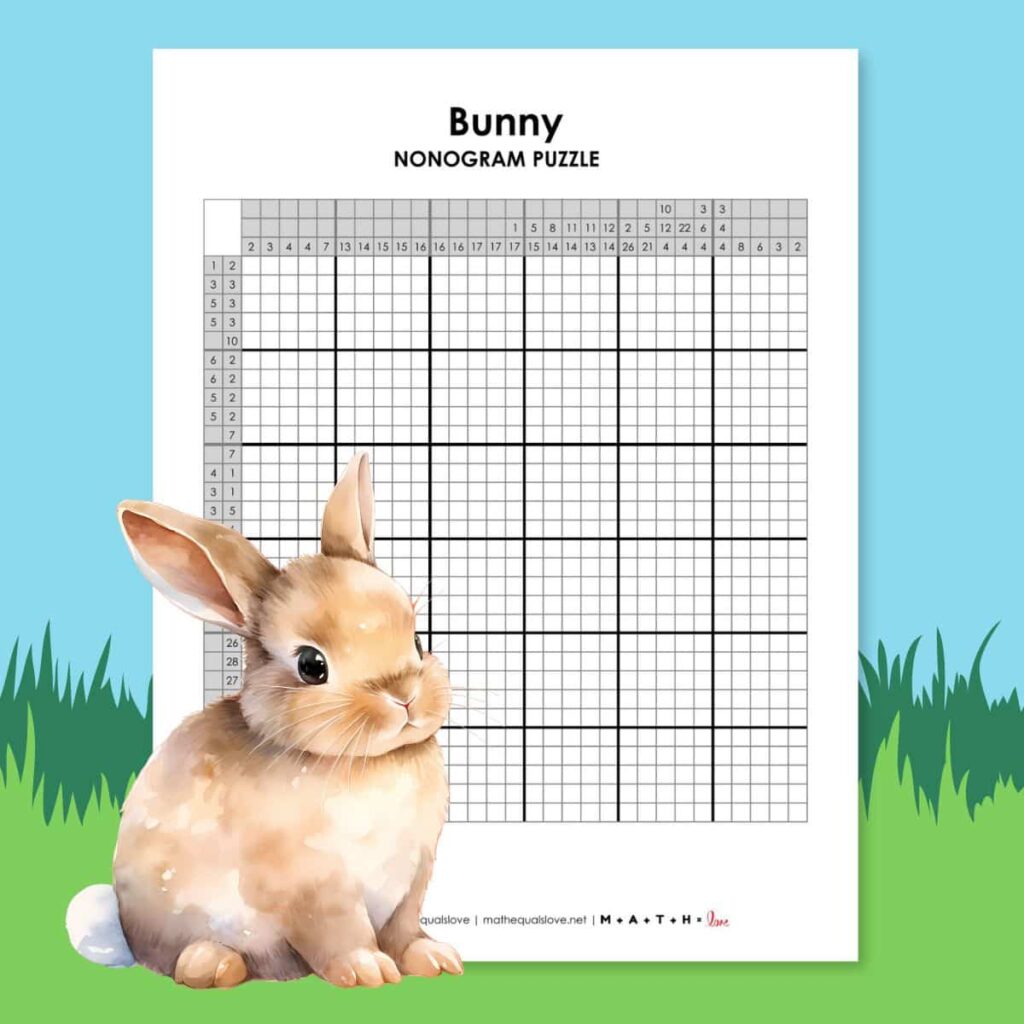 bunny nonogram puzzle printable.