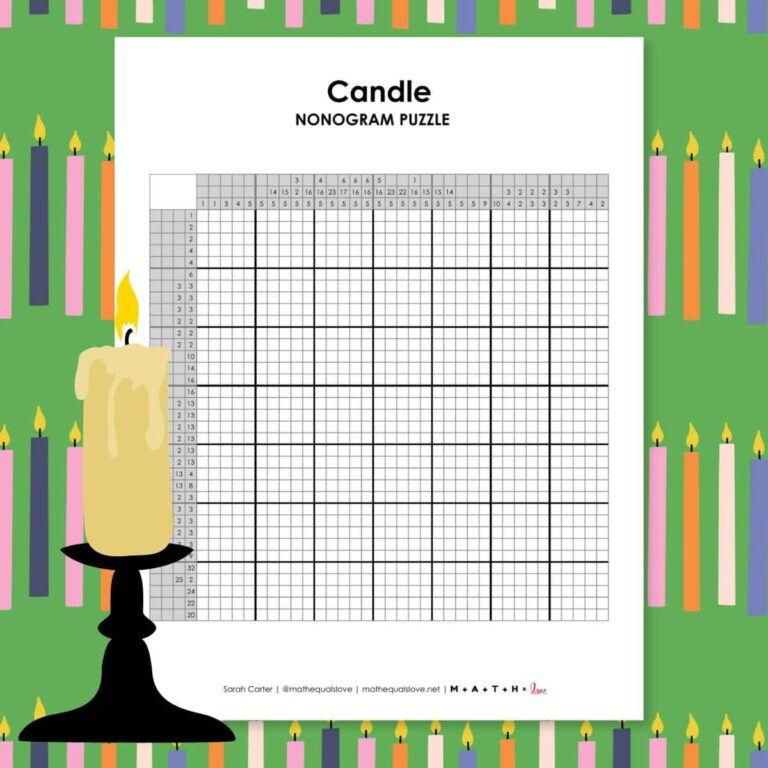 candle nonogram puzzle printable.