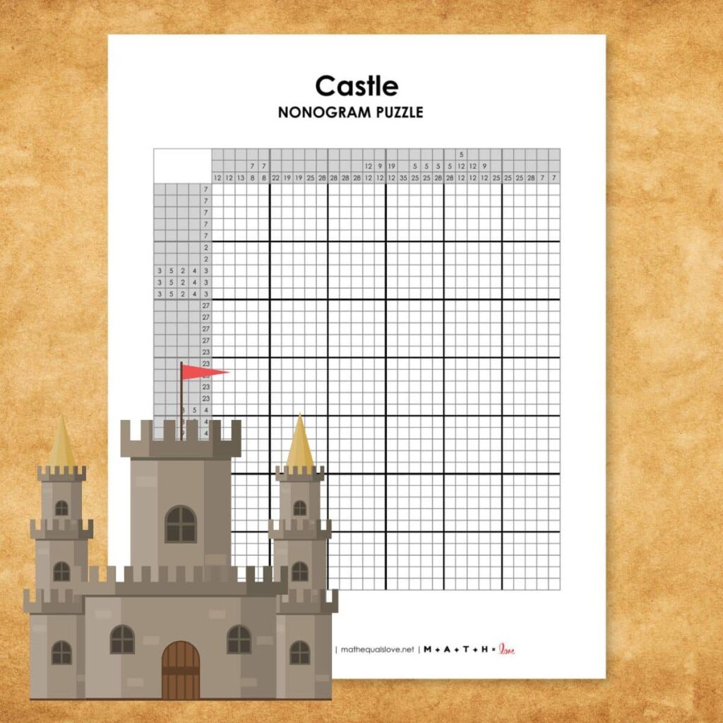 castle nonogram puzzle printable pdf.