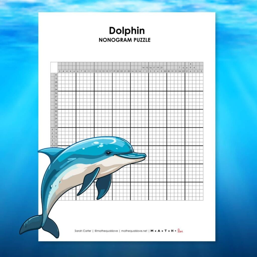 dolphin nonogram puzzle printable pdf.