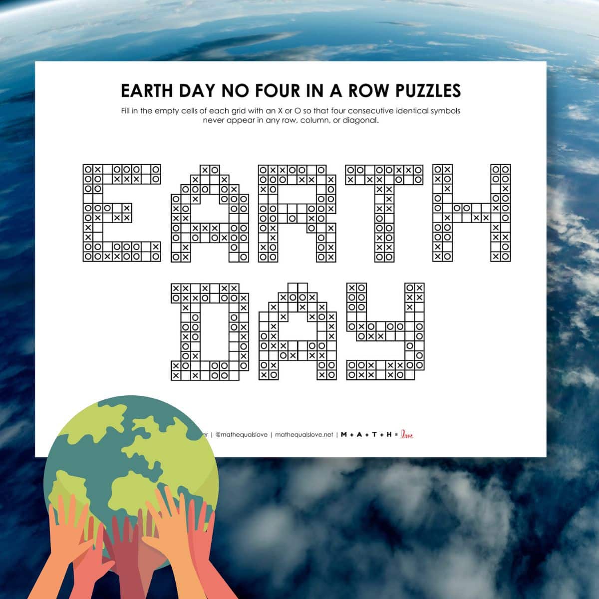 earth day no four in a row logic puzzle.