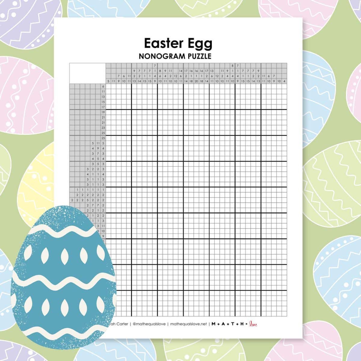 easter egg nonogram puzzle printable.
